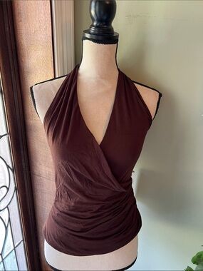 Milk & Honey Brown Halter Wrap Tank